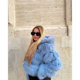 Eco Pelliccia Celeste Polvere